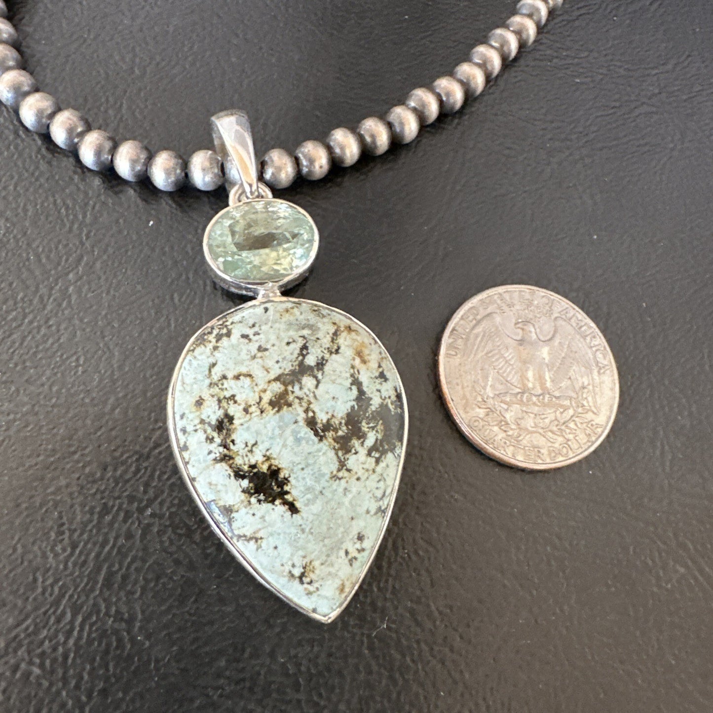 Womens Dry Creek Turquoise Topaz Pendant Navajo Sterling Silver Necklace 19744
