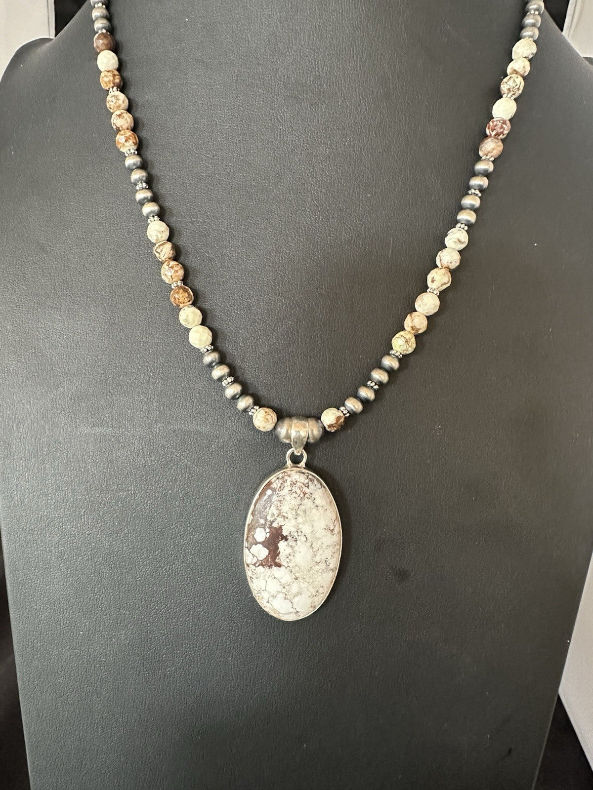 Mens Womens Wild Horse Turquoise Pendant Navajo Sterling Silver Necklace 19539