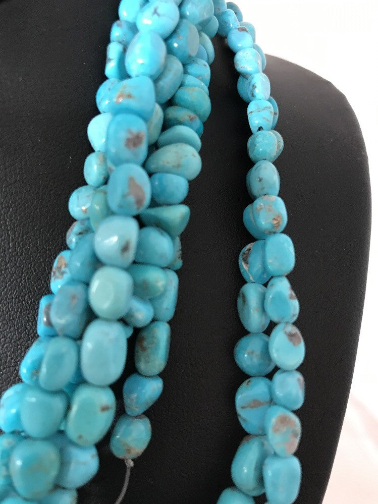 Native Turquoise Nugget Free Form Beads Beautiful Nacozari Set 16 Inch 10057