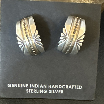 Old Pawn Navajo Stamped GF Sterling Silver Native American Earrings 19091