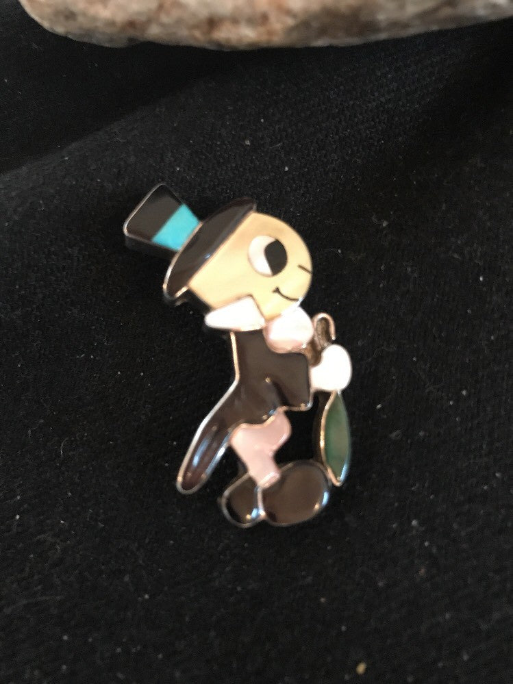 Collectible Zuni Sterling Silver Disney Jiminy Pin Pendant Vintage Old Pawn