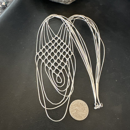 Sterling Silver Heishi Tubes Pendant 7 Strand Necklace 19754