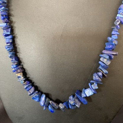 Navajo Lapis Turquoise Coral Beaded Necklace Sterling Silver 7" 13117