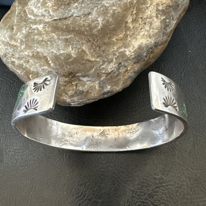 Navajo Old Pawn Sterling Handmade Blue Turquoise Chip Inlay Bracelet 18122
