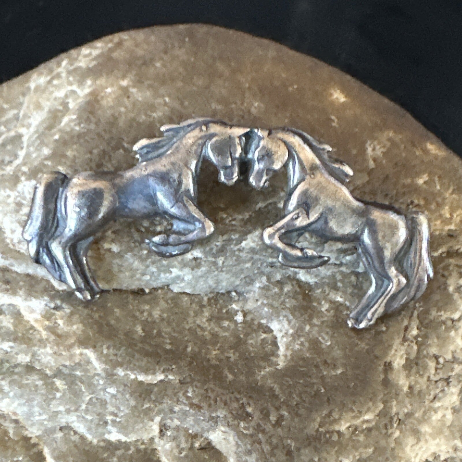Galloping Horses Pendant Navajo Sterling Silver 2” 15453