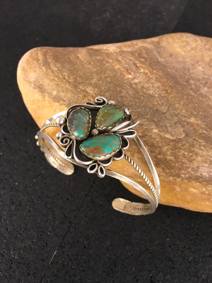 Native American Indian Turquoise Navajo Sterling Silver Bracelet 08845