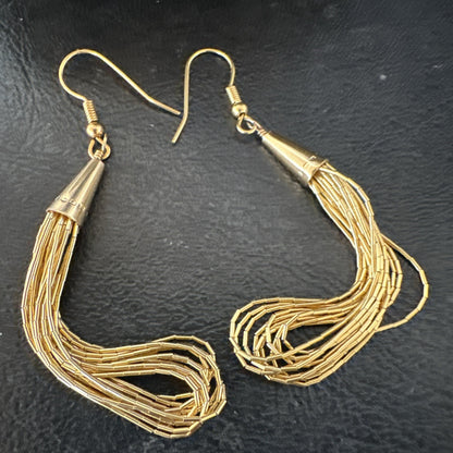 Liquid Sterling Silver Goldfilled 10 Strand Heishi Dangle 3" Earrings 19723