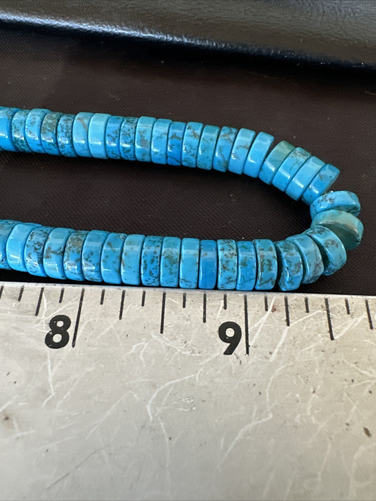 Robin Egg Blue Turquoise Heishi Navajo Sterling Silver Necklace 18" 18326