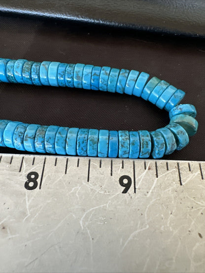 Robin Egg Blue Turquoise Heishi Navajo Sterling Silver Necklace 18" 18326