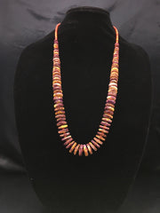 USA Men's Purple Spiny Oyster Bead Navajo Necklace 28" | Sterling Silver | Authentic Native American Handmade | 4256