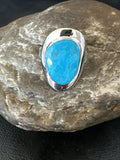 Blue Kingman Turquoise Ring Size 10 | Sterling Silver | Authentic Native American Handmade | 17679