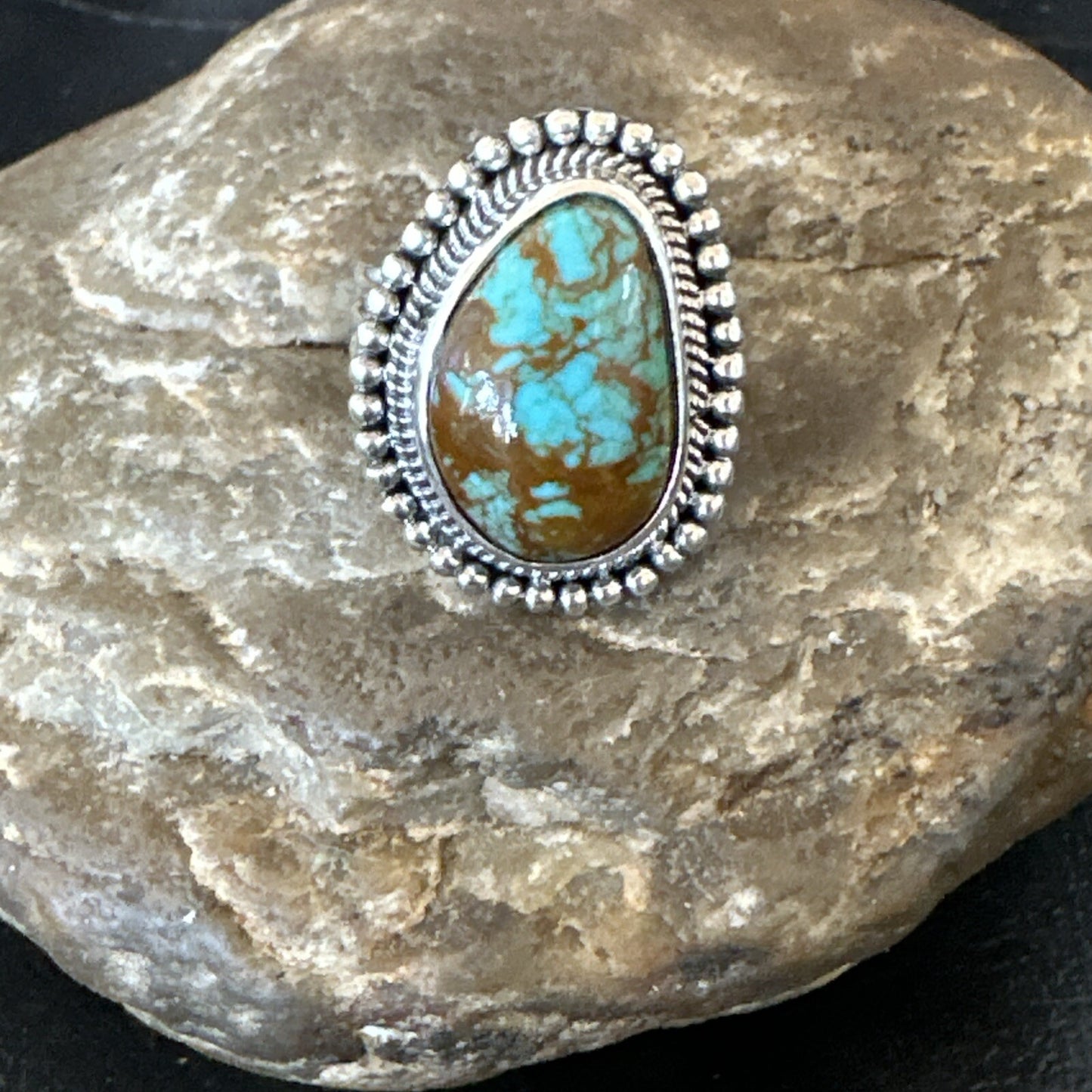 Blue Turquoise #8 Navajo Sterling Silver  Ring Size 8 18828