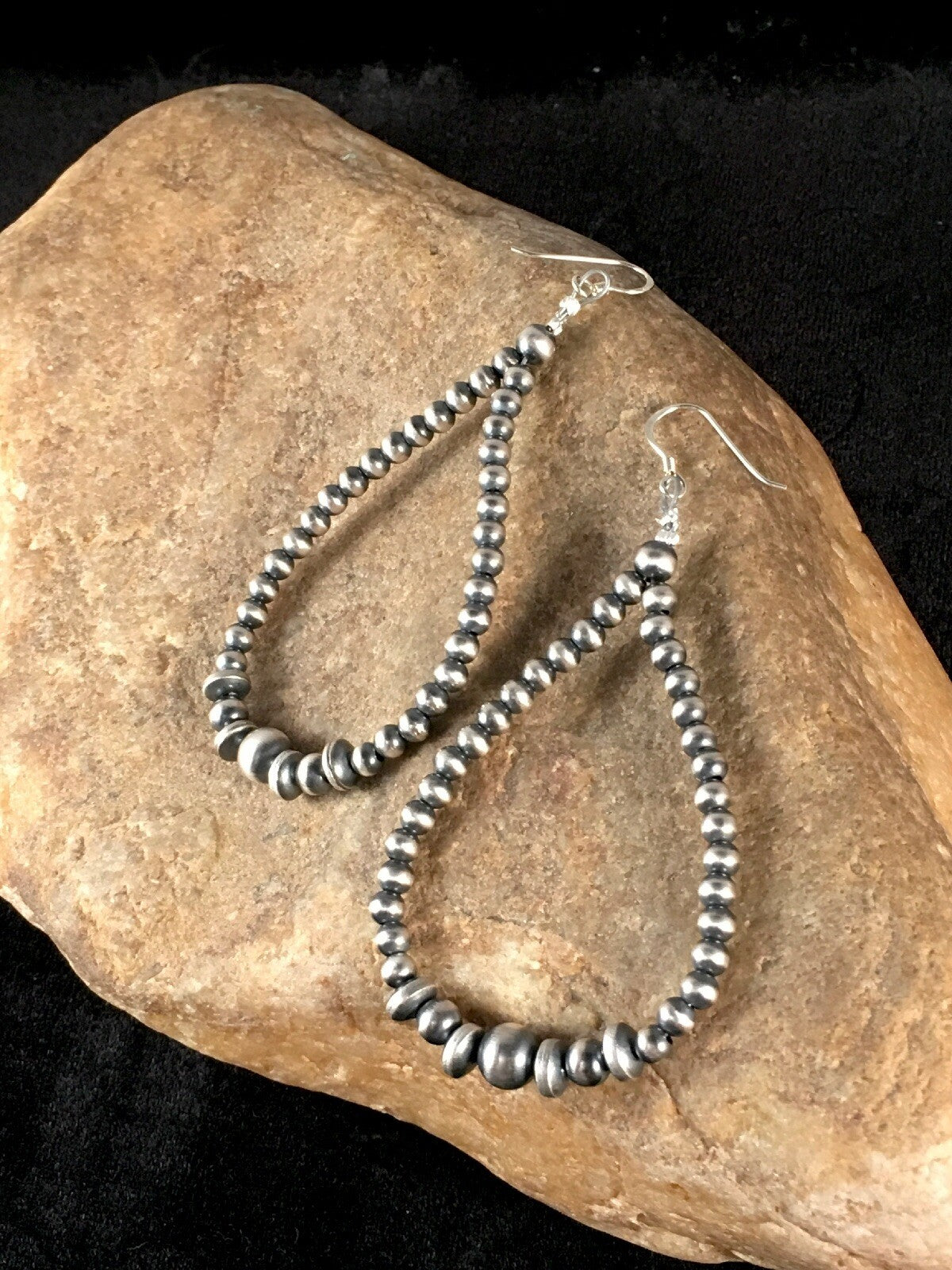 Native American Bead Sterling Silver Earrings 10091