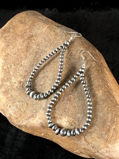 Native American Bead Sterling Silver Earrings 10091