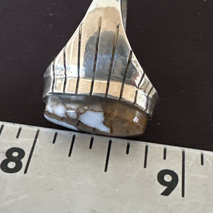 Mens Wild Horse Turquoise Southwestern Sterling Silver Ring Size 10.5 17793