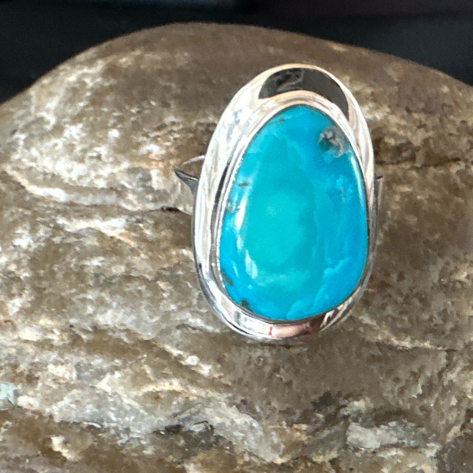 WoMens Sterling Silver Robin Egg Blue Kingman Turquoise Ring Size 9 17733
