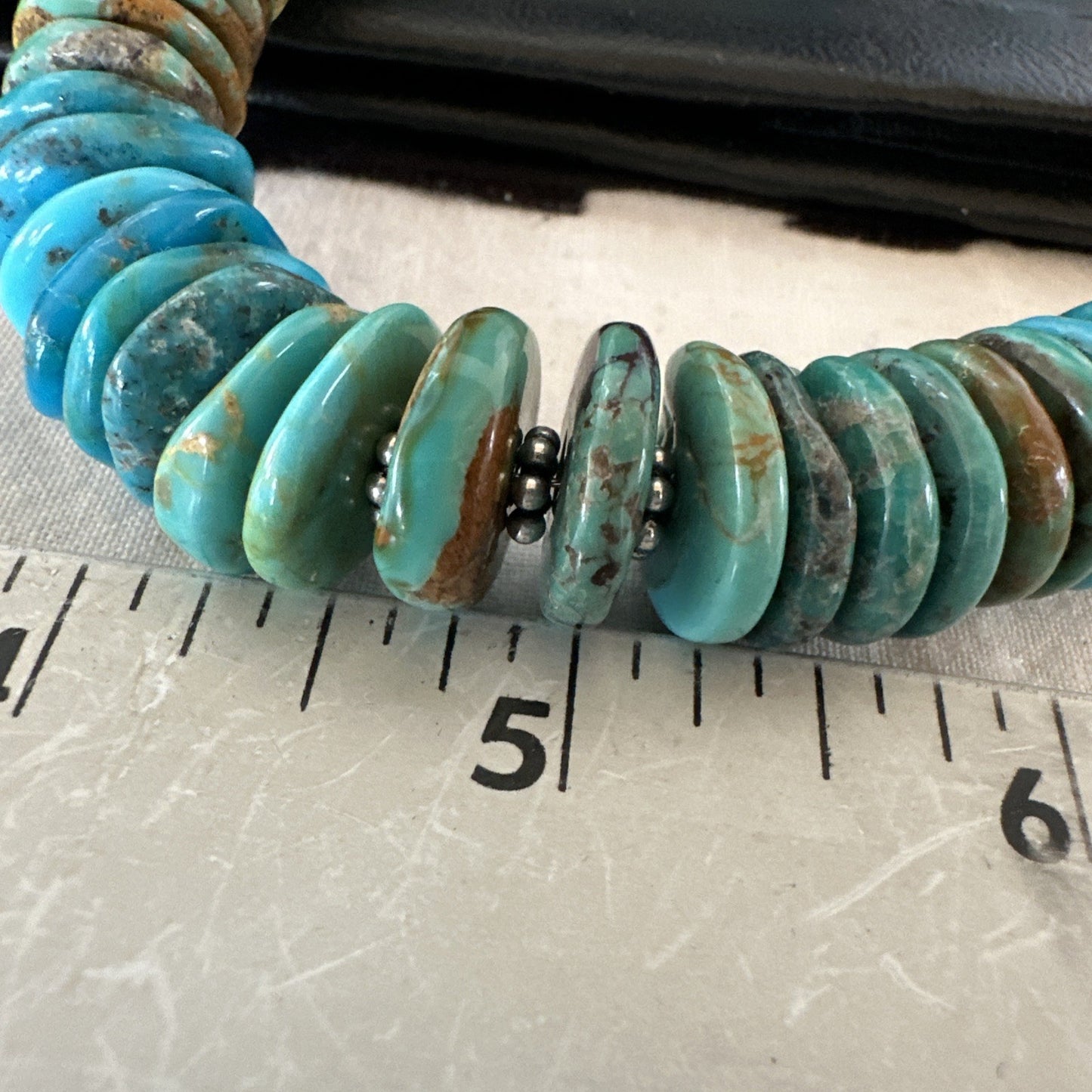 WoMens Blue Green Turquoise Navajo Sterling Silver Necklace 24” 19493