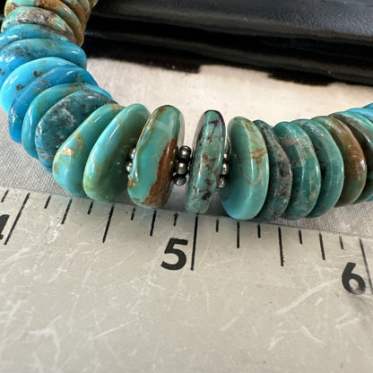 WoMens Blue Green Turquoise Navajo Sterling Silver Necklace 24” 19493