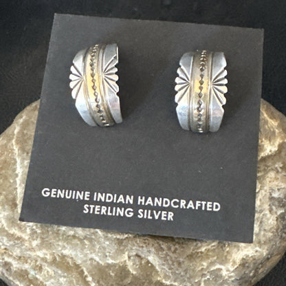 Old Pawn Navajo Stamped GF Sterling Silver Native American Earrings 19091