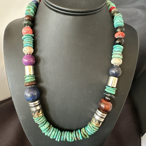 Tommy Rosita Singer T R Sterling Silver Blue Turquoise Bead Necklace 21 in 19412