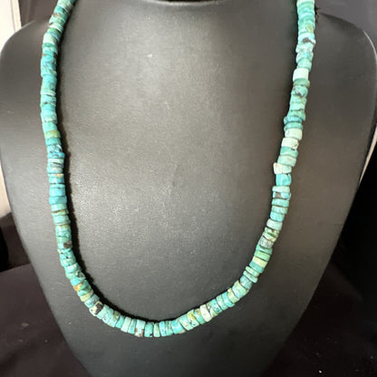 Blue Turquoise 20” Heishi Sterling Silver Bead Necklace 15165