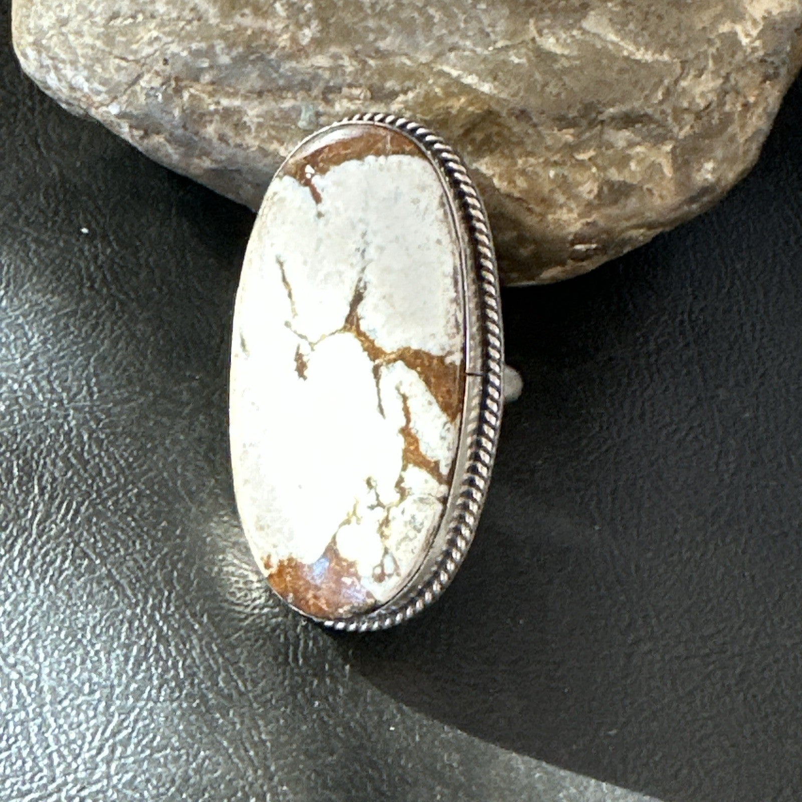 Native American Wild Horse Turquoise Navajo Sterling Silver Ring Size 9.5 19775