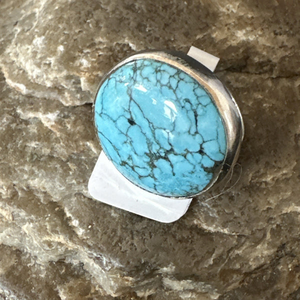 Blue Turquoise#8 Southwestern Ring Size 8 | Sterling Silver | Authentic Native American Handmade | 19742
