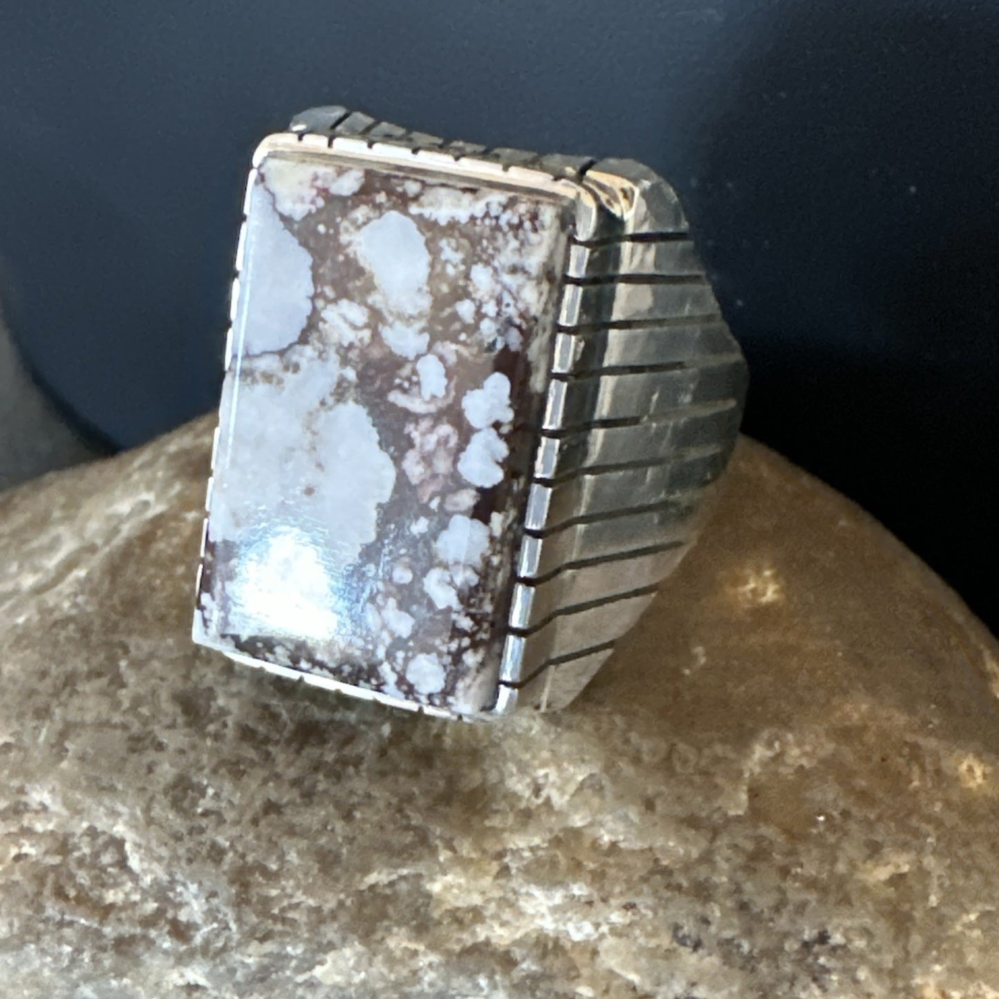 Mens Wild Horse Turquoise Navajo Sterling Silver Ring Sz 13.5 19409