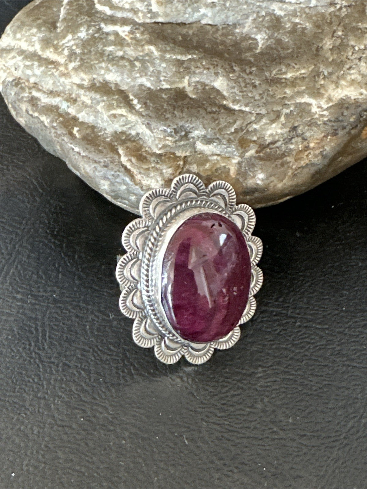 Womens Purple Spiny Oyster Navajo Sterling Silver Adjustable Ring Size 7 19821