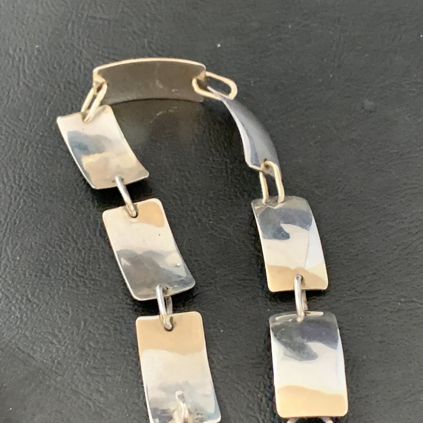 Native American Navajo All Sterling Silver Link Bracelet 8.25" 10763