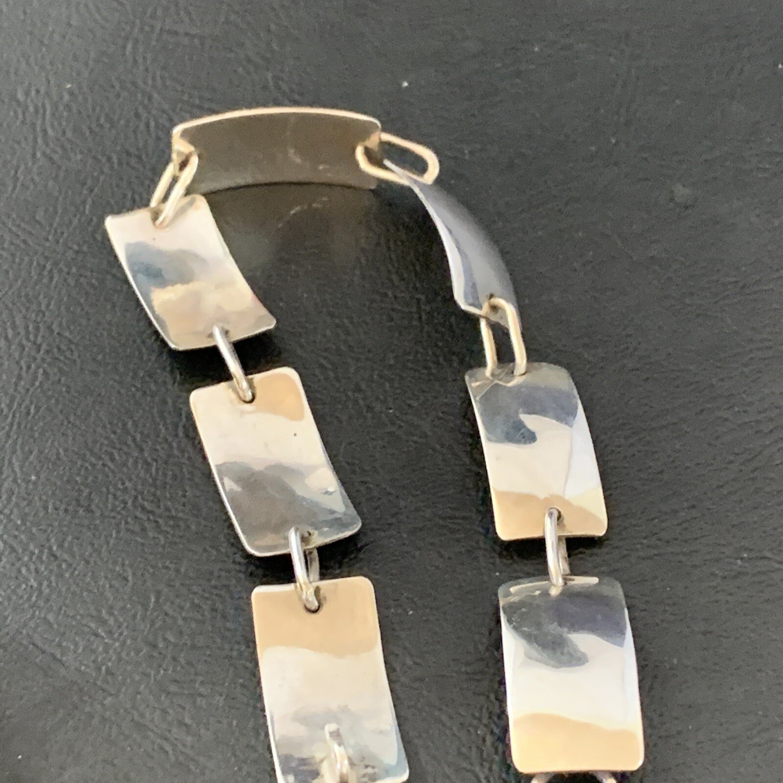 Native American Navajo All Sterling Silver Link Bracelet 8.25" 10763