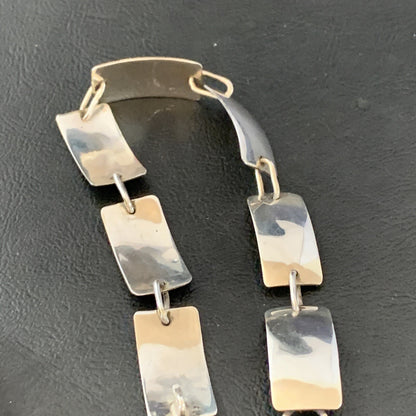 Native American Navajo All Sterling Silver Link Bracelet 8.25" 10763