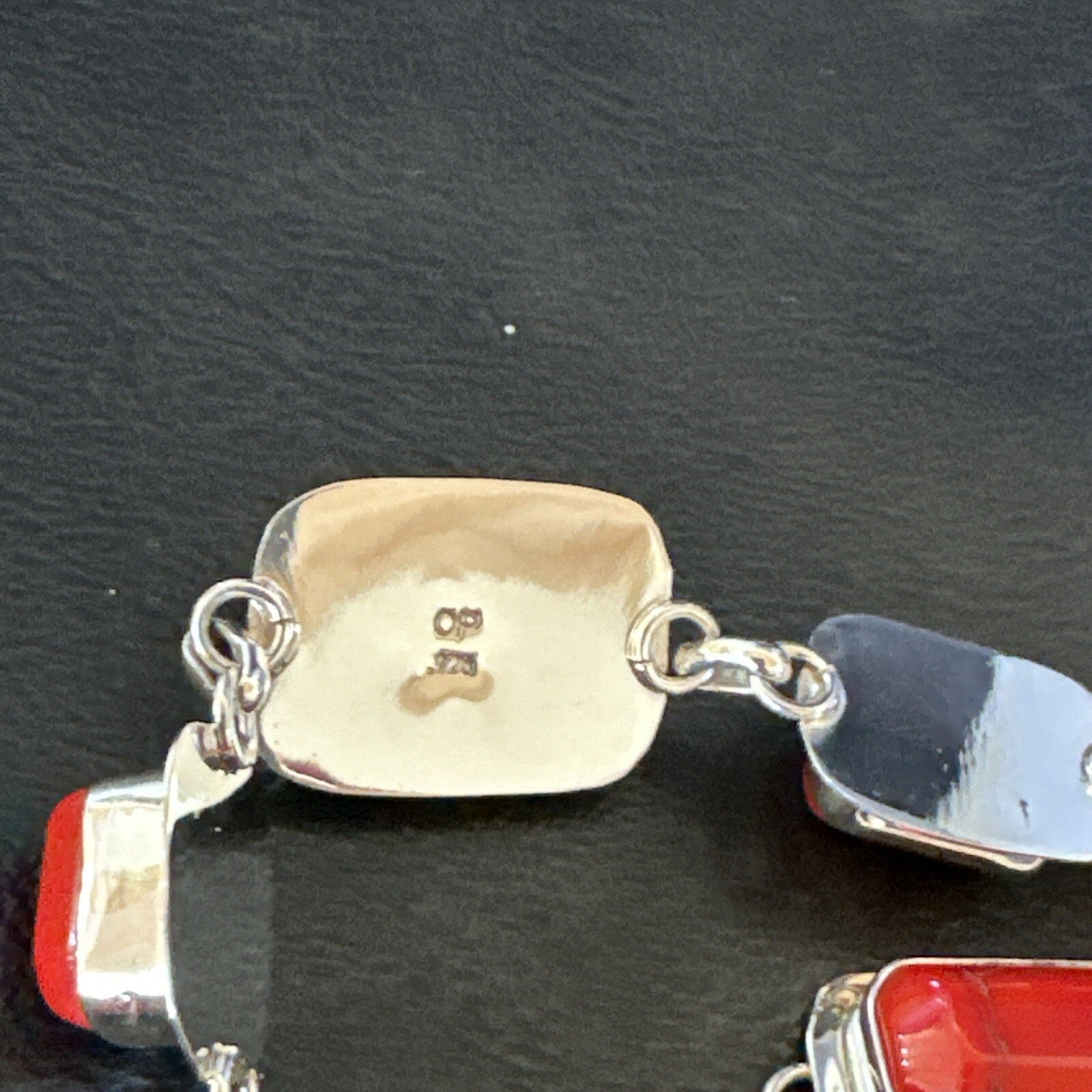 Handmade Women Red Coral Choker Necklace Pendant Sterling Silver 20” 18412