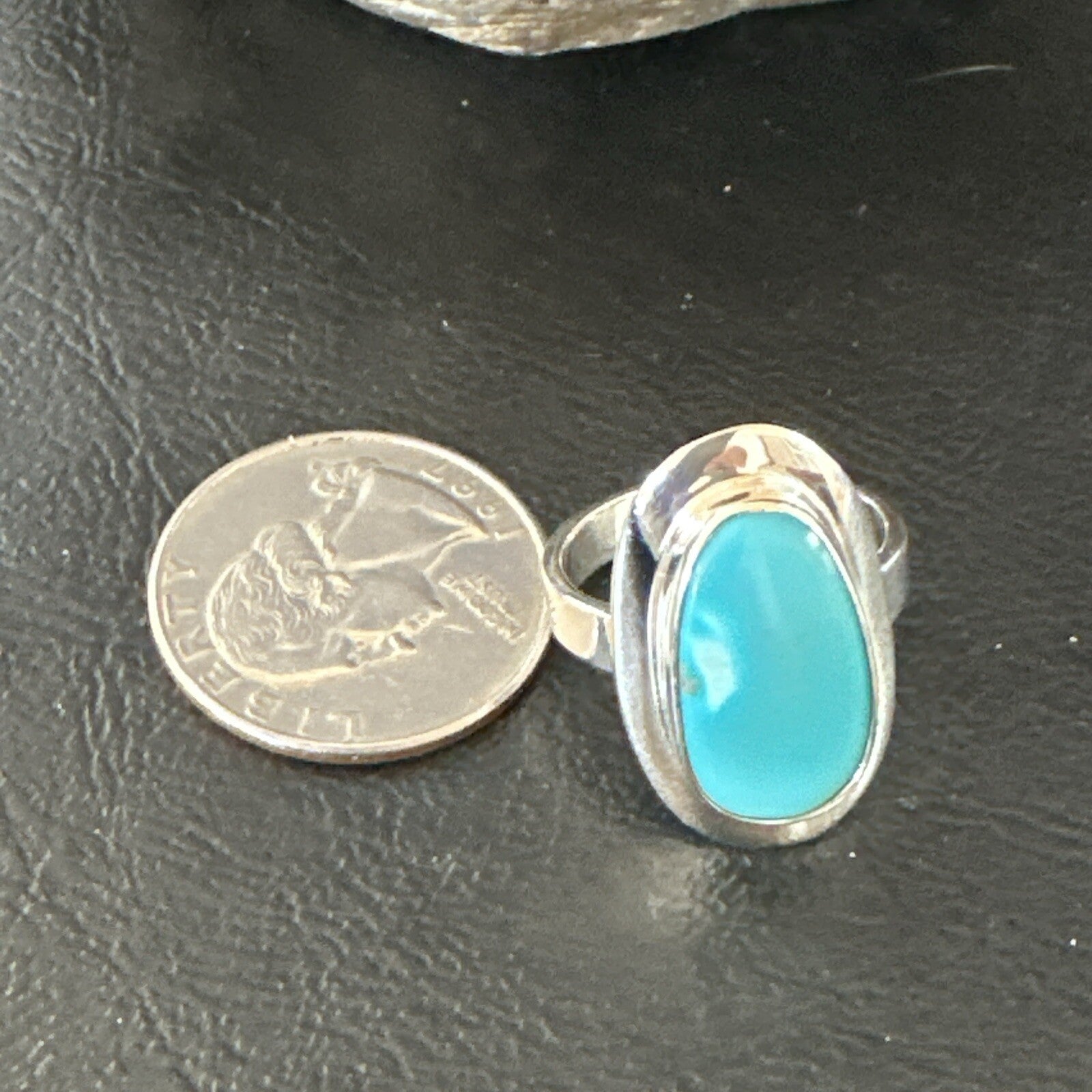 WoMens Sterling Silver Robin Egg Blue Kingman Turquoise Ring Size 8 17730