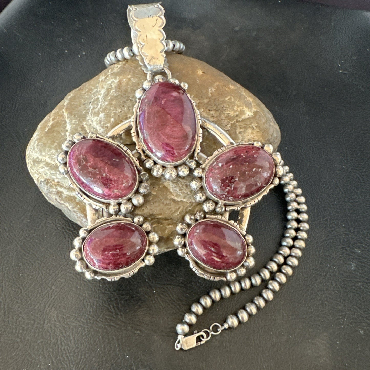 Navajo Purple Spiny Oyster Pendant Necklace Naja Sterling Silver 20" 19029