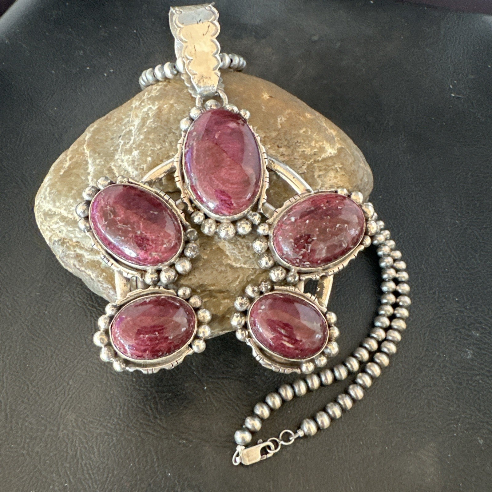 Navajo Purple Spiny Oyster Pendant Necklace Naja Sterling Silver 20" 19029