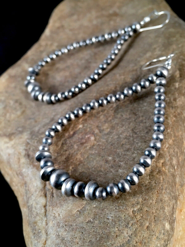 Bead Earrings | Sterling Silver | Authentic Native American Handmade | 10091