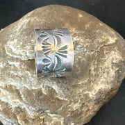 Men's Wedding Wide Band Navajo Stamped Ring Size 12 | Sterling Silver | Authentic Native American Handmade | 19065