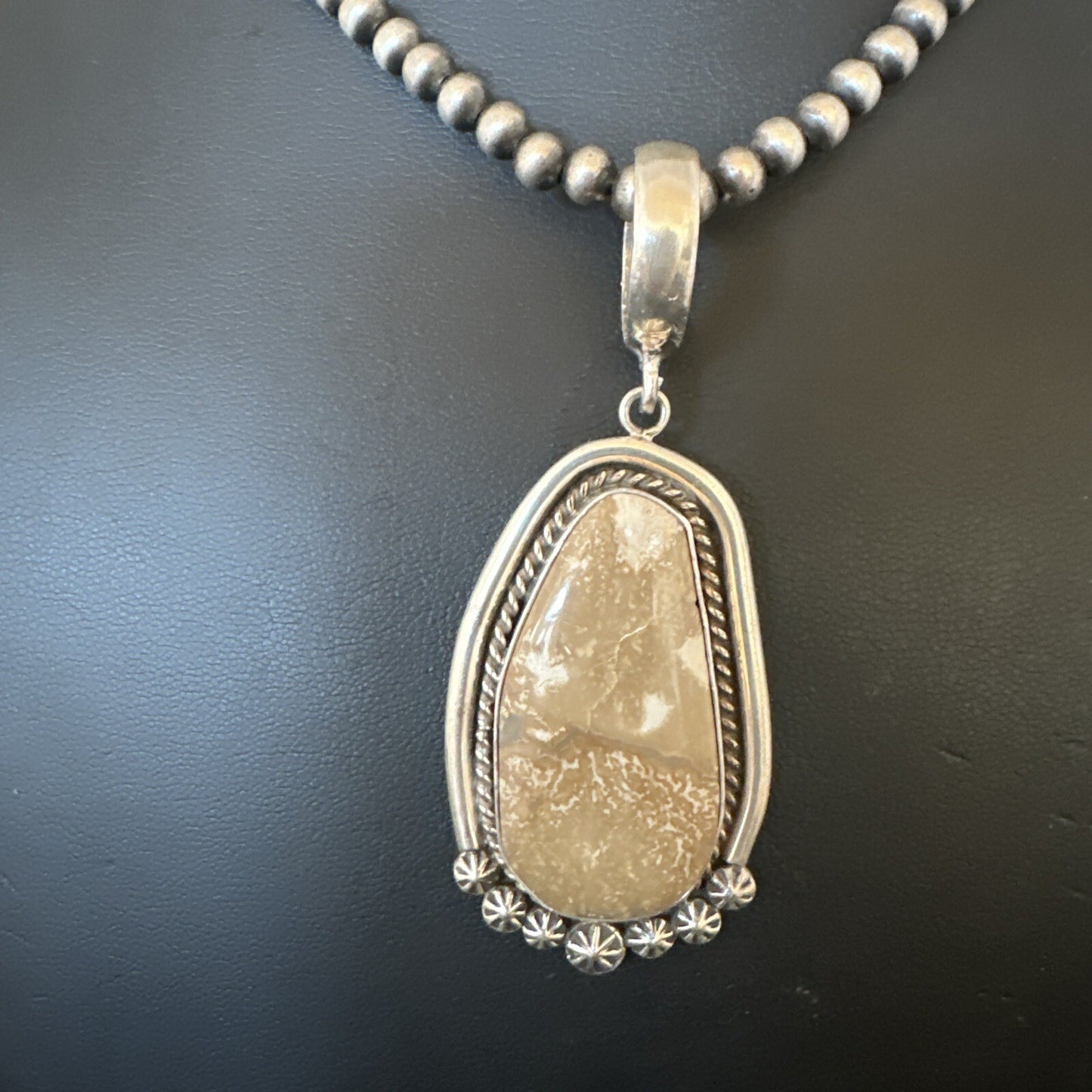 Wild Horse Turquoise Pendant Navajo Sterling Silver Necklace 17046
