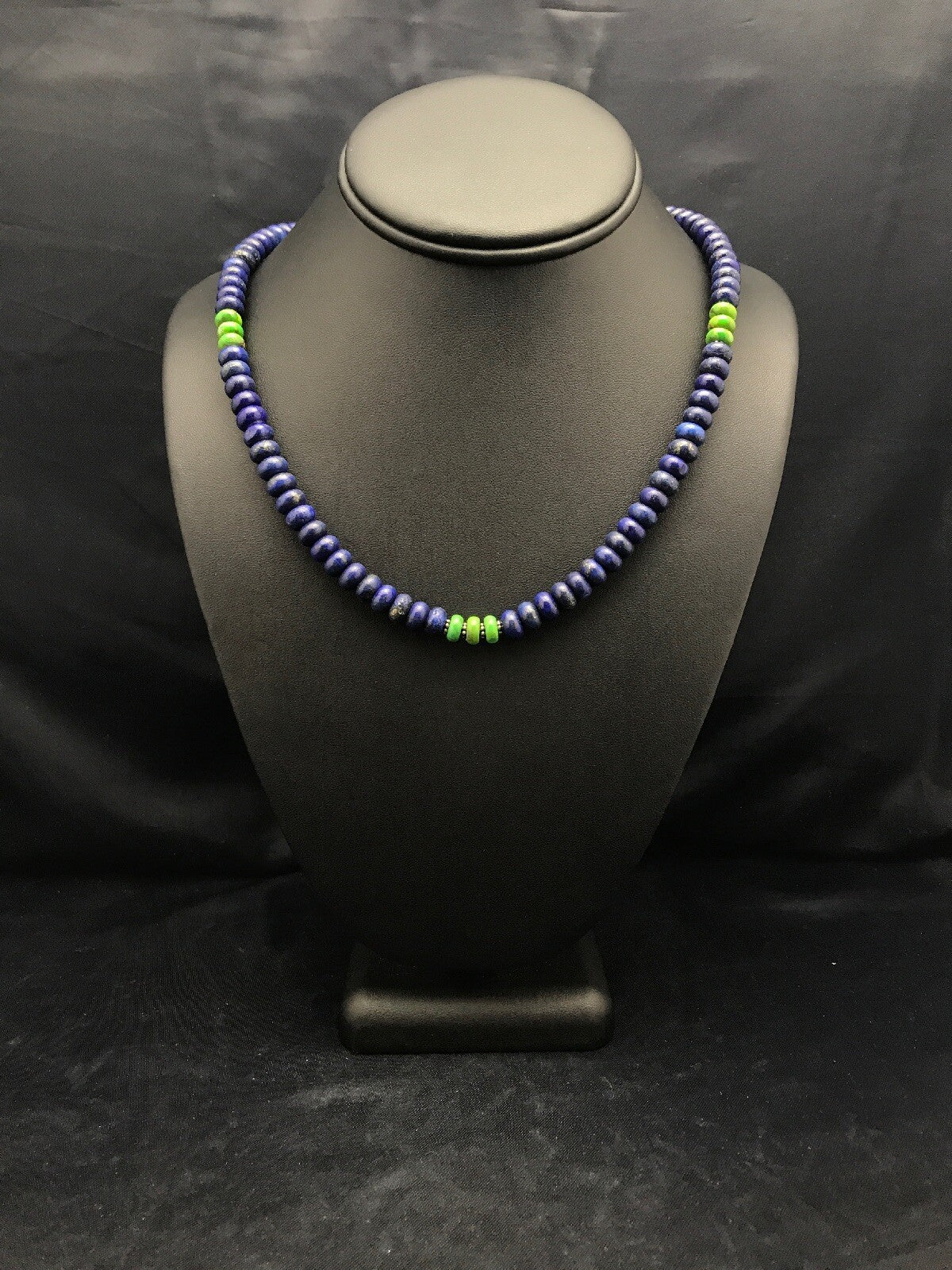 Lapis & Turquoise Beads Navajo Sterling Silver Necklace 03269
