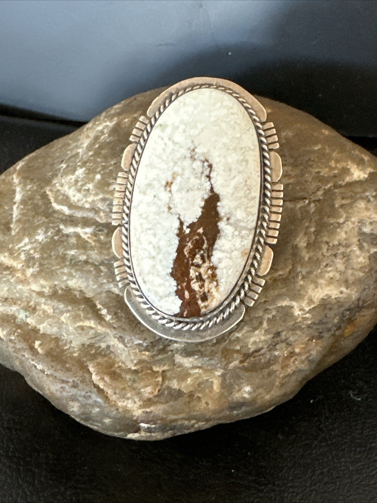 Native American Wild Horse Turquoise Navajo Sterling Silver Ring Size 6.5 19823