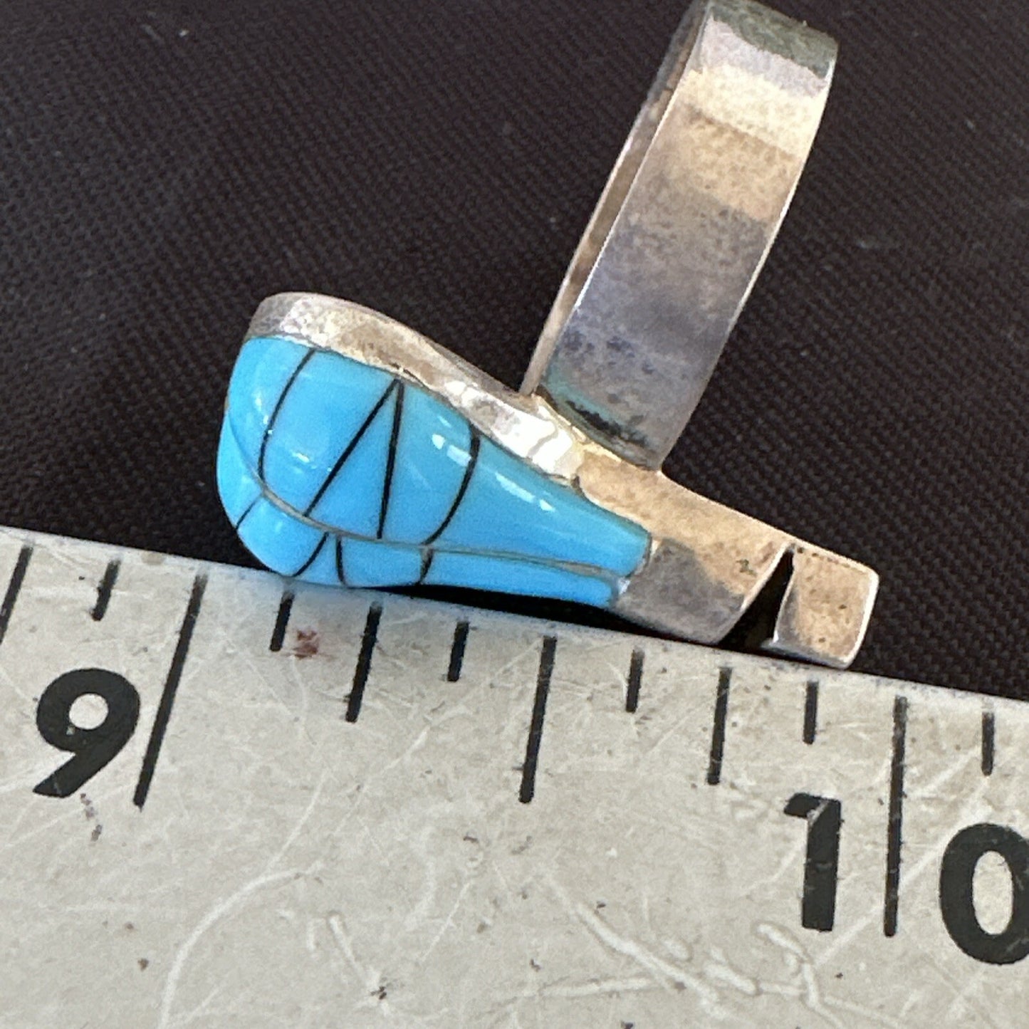 Navajo Blue Turquoise Balloon Inlay Band Ring Sz 6.5 18189