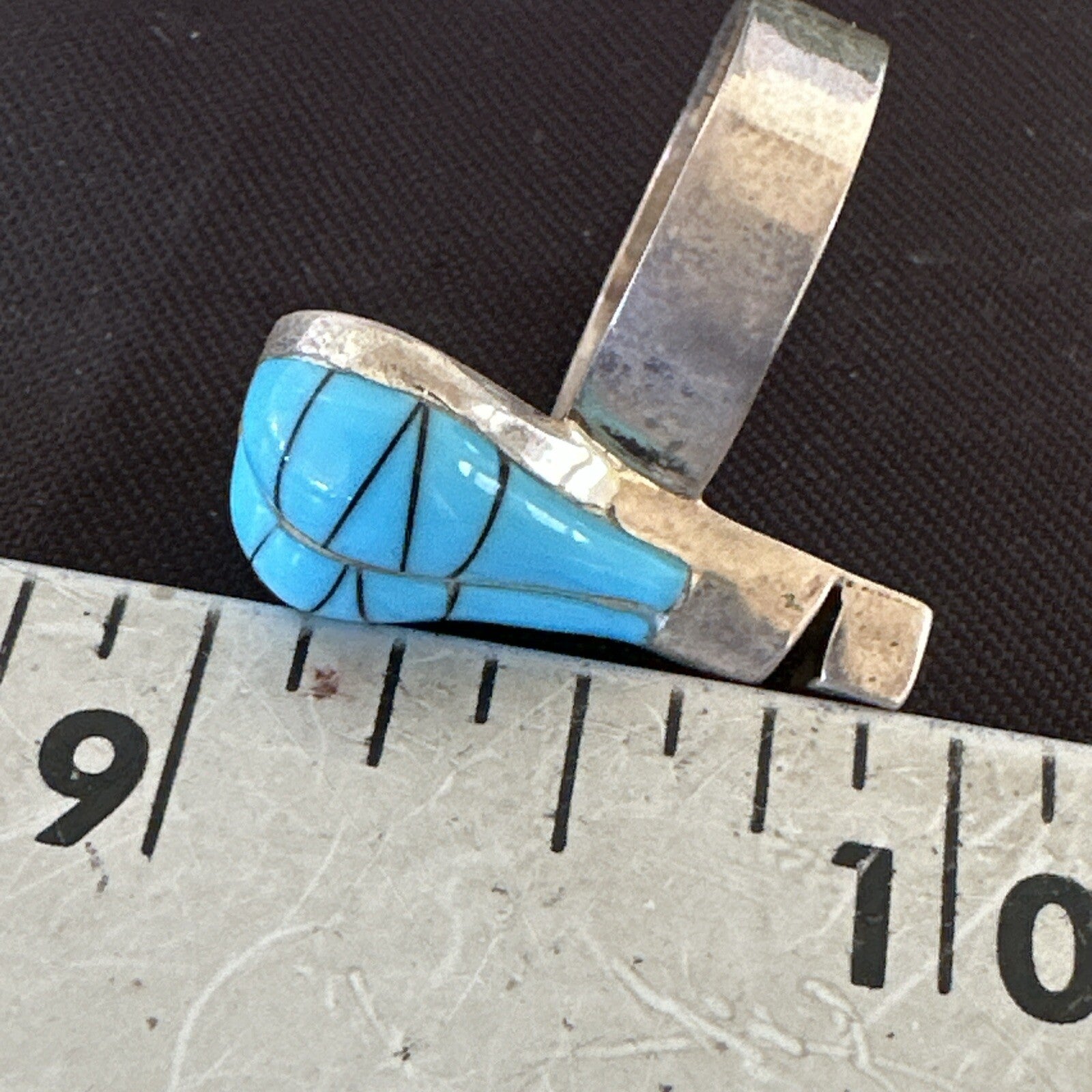 Navajo Blue Turquoise Balloon Inlay Band Ring Sz 6.5 18189