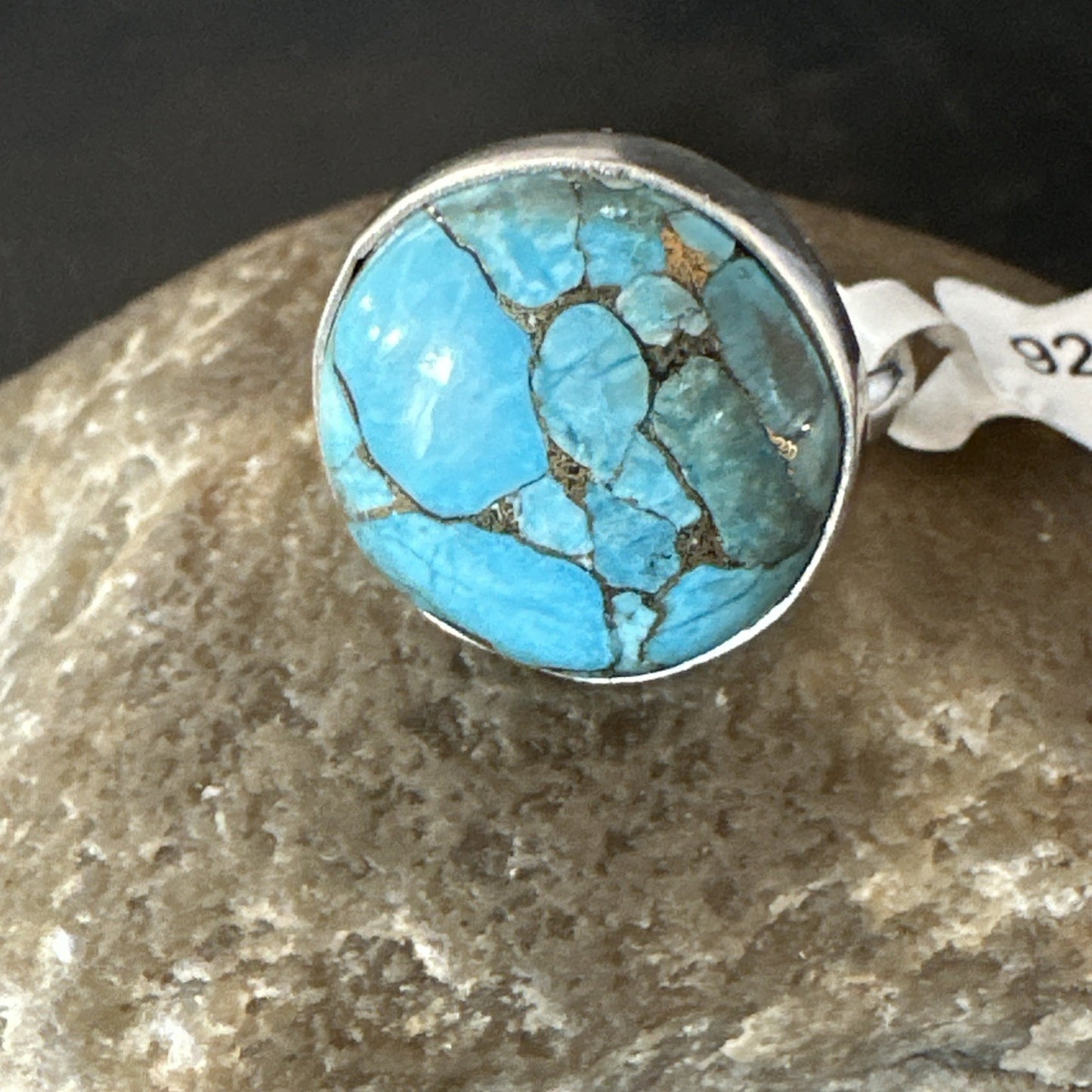 Blue Turquoise#8 Southwestern Sterling Silver Ring Size 7 19740
