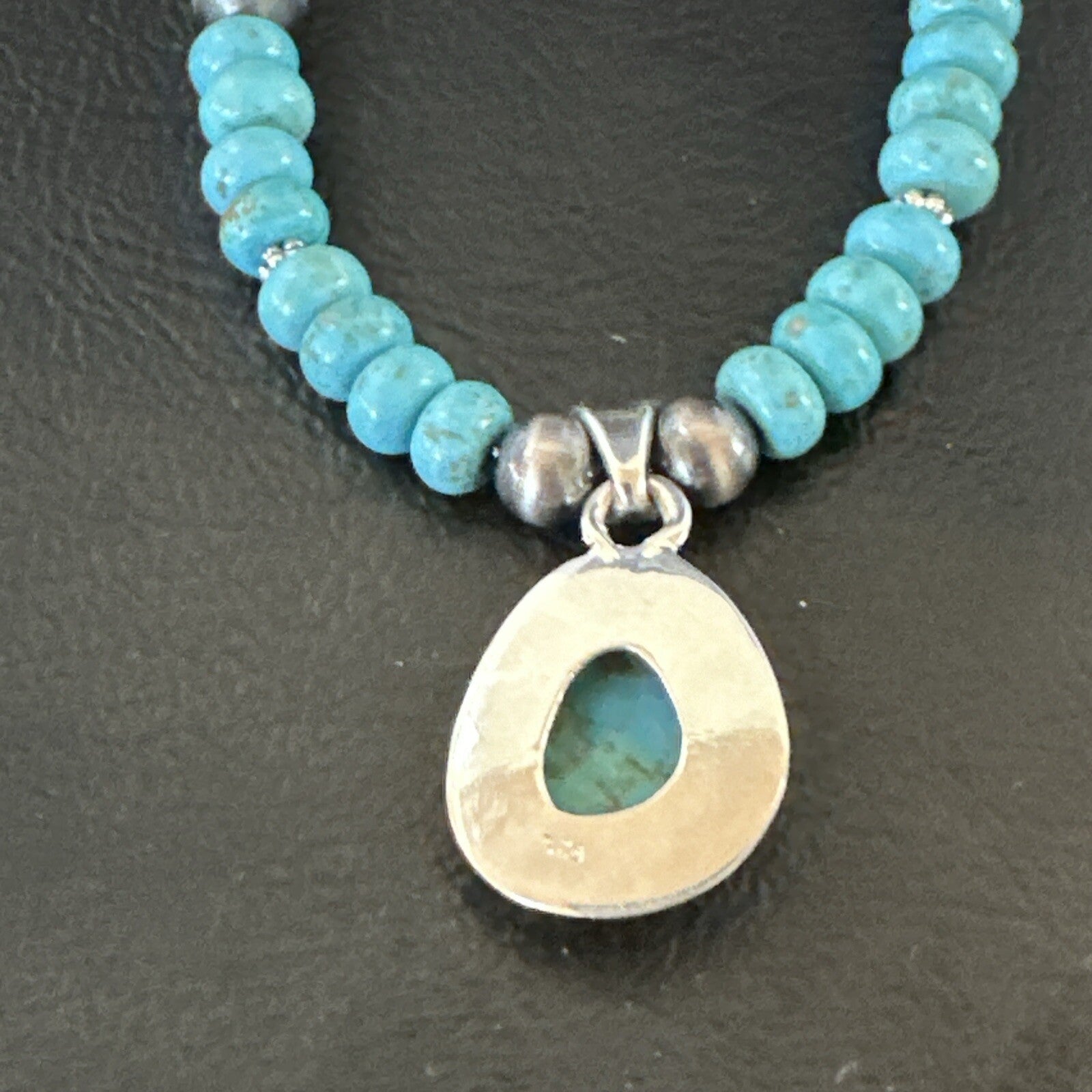 WoMens Blue Kingman Turquoise Pendant Navajo Sterling Silver Necklace 21" 17977