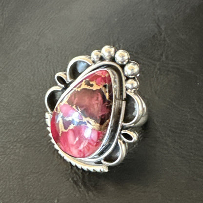 Purple Spiny Oyster Navajo Sterling Silver Native American Ring Size 6.5 19629