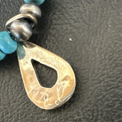 Zuni Turquoise Pink MOP Inlay Pendant 2Sided Necklace Sterling Silver 18062