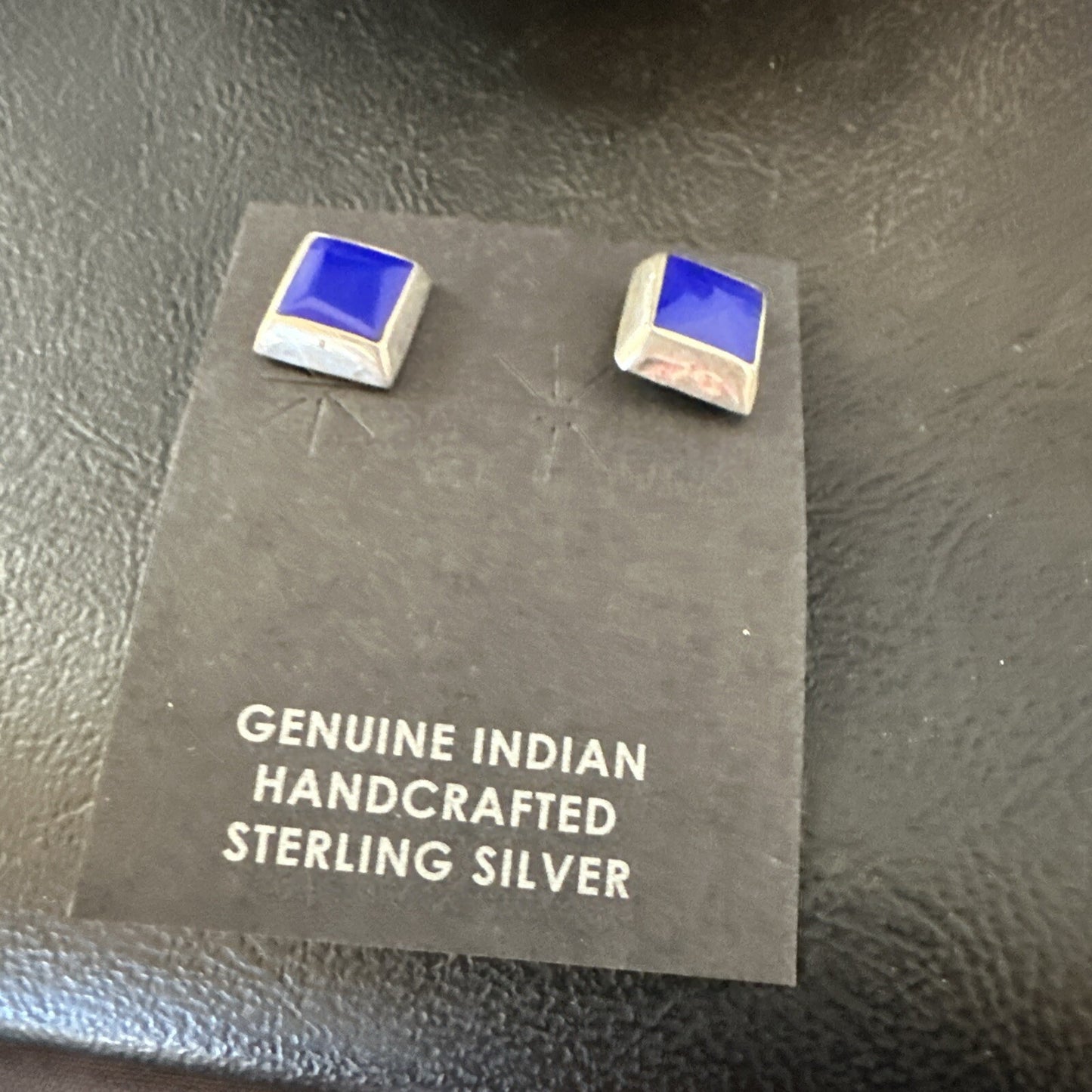 Blue Lapis Sterling Silver  Post Stud Earrings 0.25" 1063