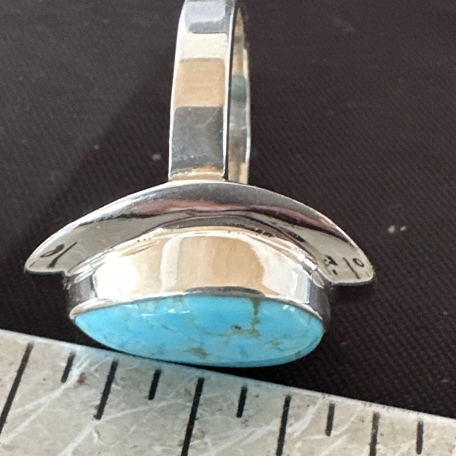 Blue Turquoise Spiny Oyster Southwestern Sterling Silver Ring Size 10 18532