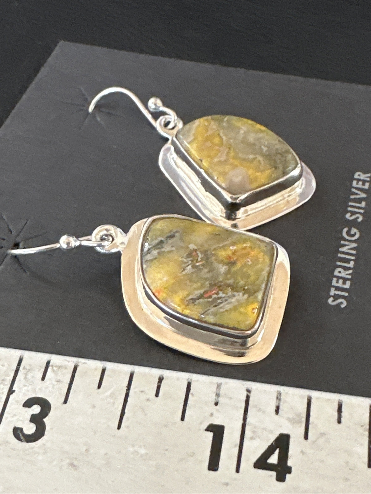 Womens Bumblebee Jasper Navajo Sterling Silver Earrings 15833